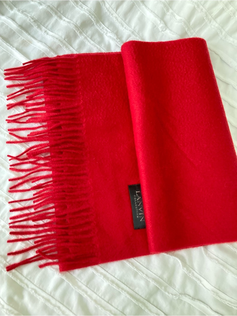 Lanvin Bright Red Fringe Scarf
